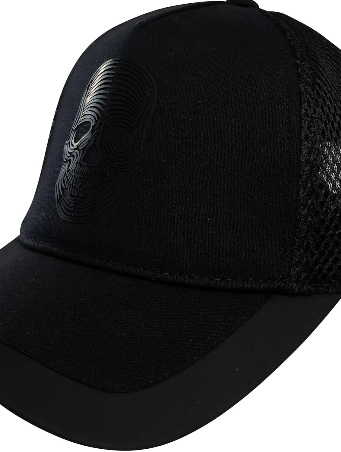 Men's Skull Print Cotton Cap, Black