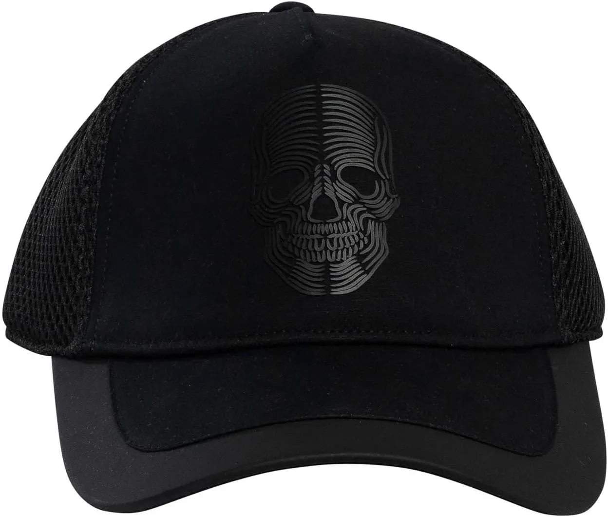 Men's Skull Print Cotton Cap, Black