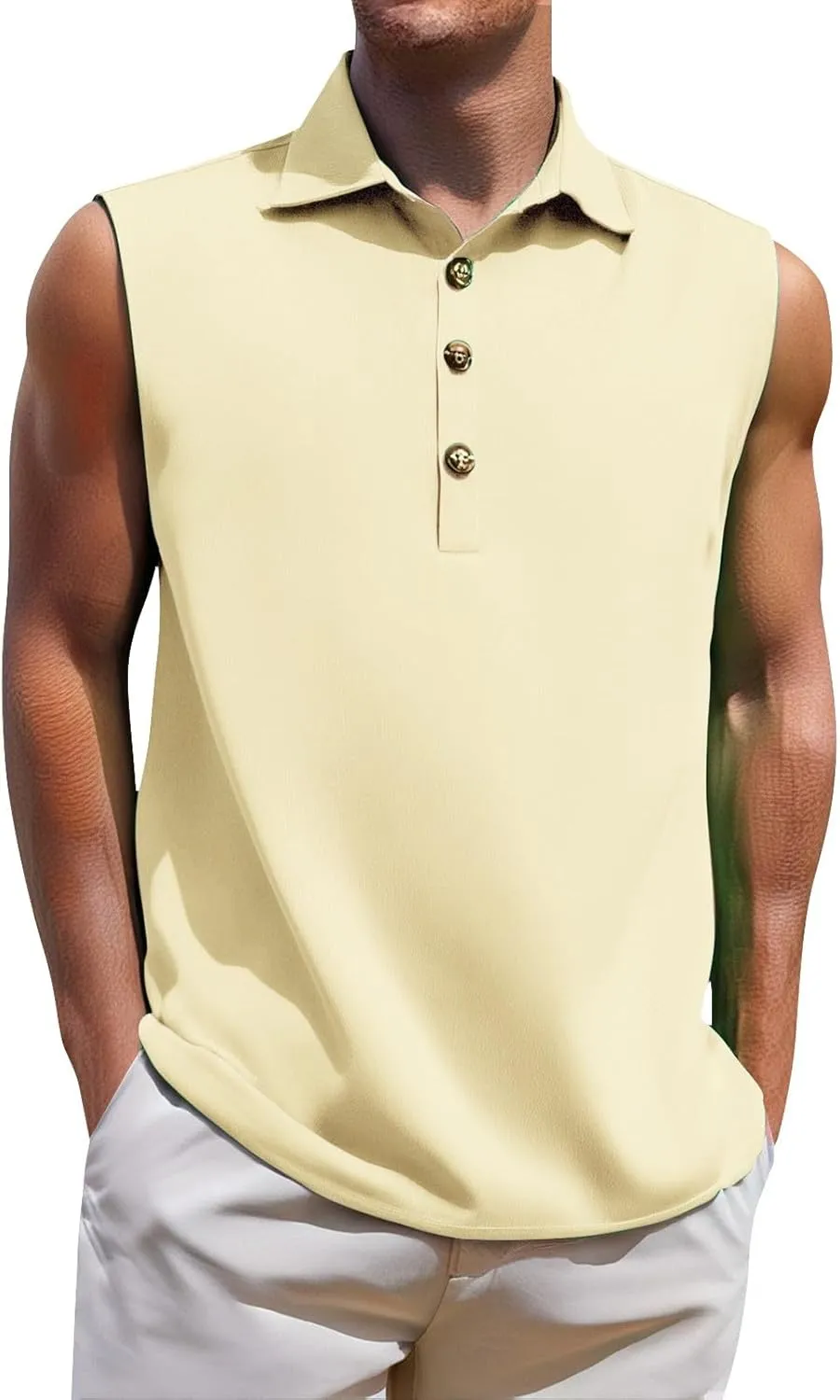 Men's Summer Sleeveless Shirts 2025 Trendy Tropical Beach Button Collared Henley Shirt Vest Lightweight Drying Vests