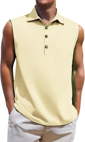 Men's Summer Sleeveless Shirts 2025 Trendy Tropical Beach Button Collared Henley Shirt Vest Lightweight Drying Vests