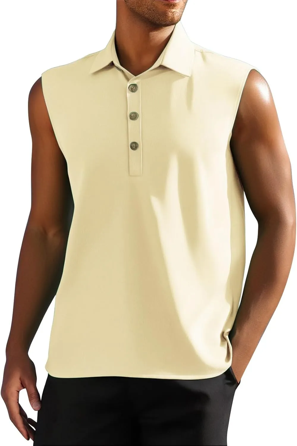 Men's Summer Sleeveless Shirts 2025 Trendy Tropical Beach Button Collared Henley Shirt Vest Lightweight Drying Vests