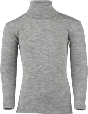 Merino Wool Silk Children Turtleneck T-Shirt (128 cm (50 in), Grey Melange)