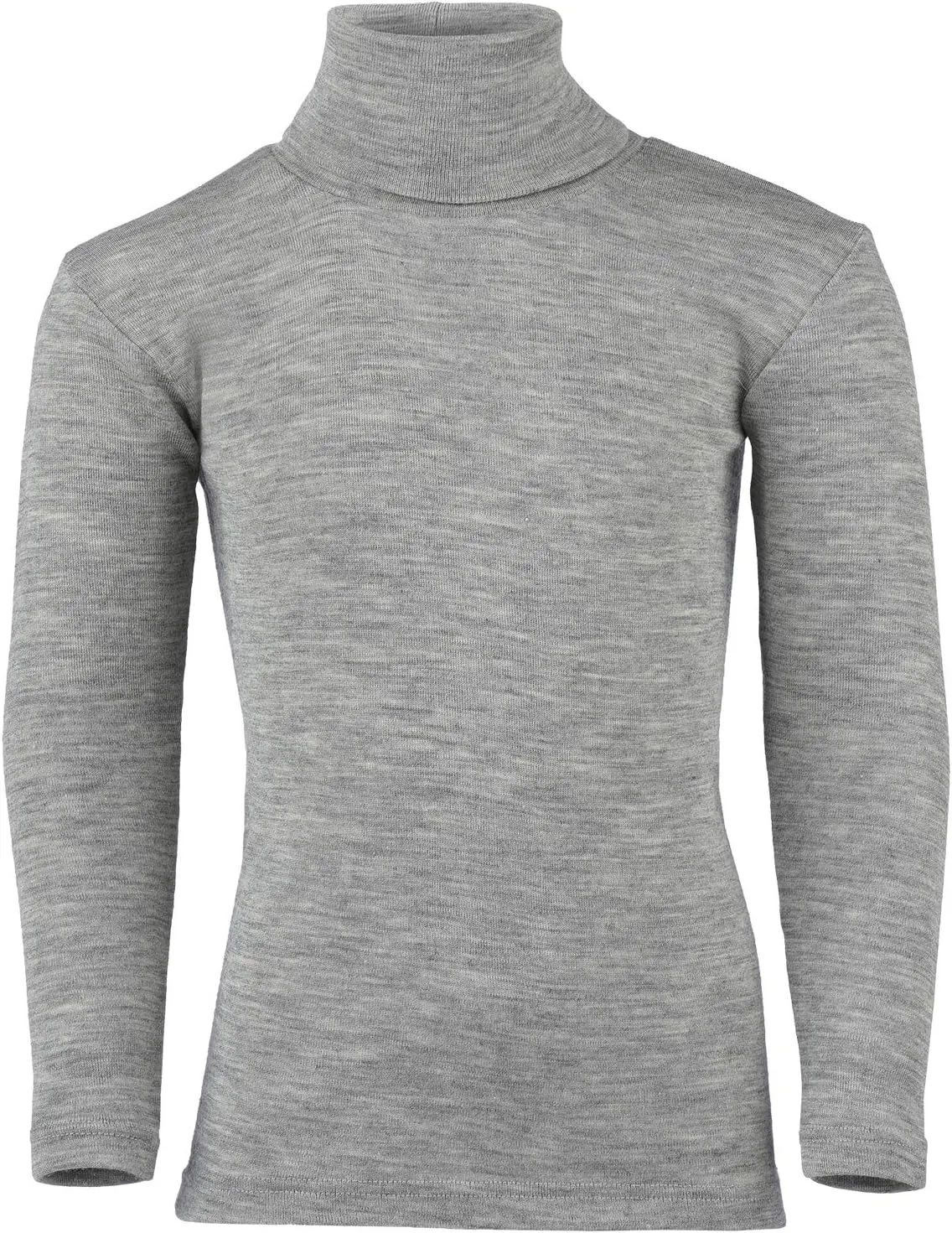 Merino Wool Silk Children Turtleneck T-Shirt (128 cm (50 in), Grey Melange)