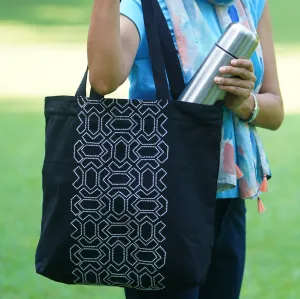 Mighty Zip Tote - Black & White I Embroidered I