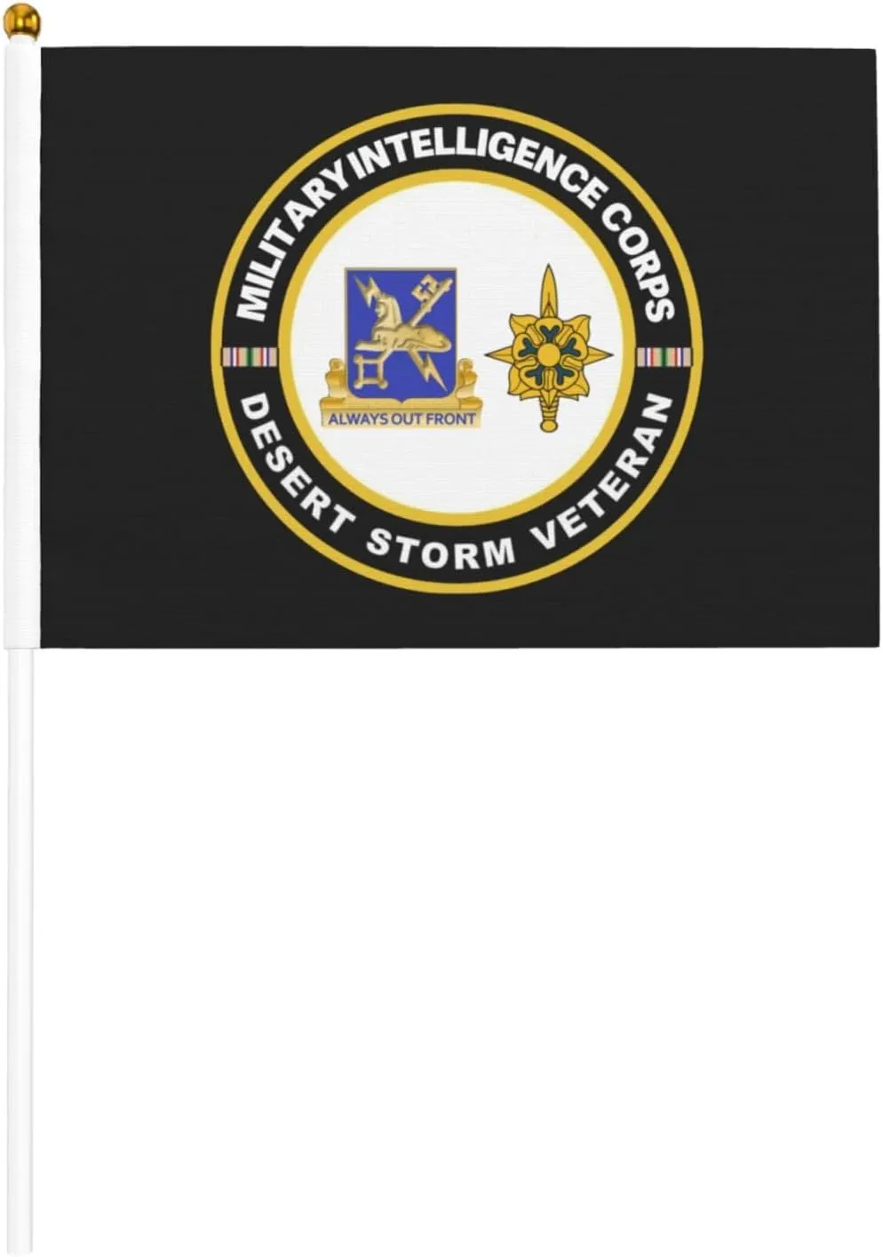 Military Intelligence Corps Desert Storm Veteran Stylish Mini Handheld Flags 5.5x8.3 Inch For Support Team Activities Parties