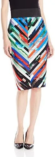 Milly Women's Mirage Stripe Mitered Skirt