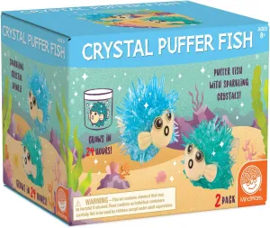 MindWare Crystal Growing Kits: Puffer Fish Set of 2 - Cute DIY Science Experiment for Kids & Teens - Funky Mini 8pc Kit - Crystals Grow in 24 Hours