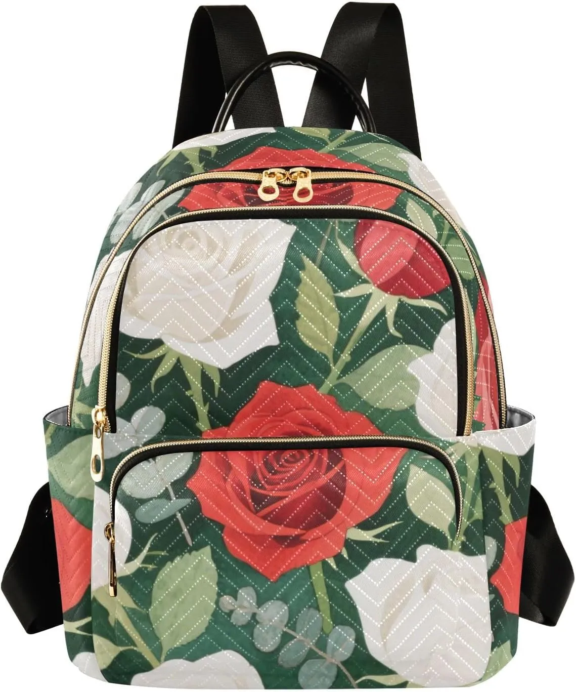Mini Backpack Quilted Purse for Womens Small Backpack Daypack Rose Pattern for Travel Daily Work,Multi2