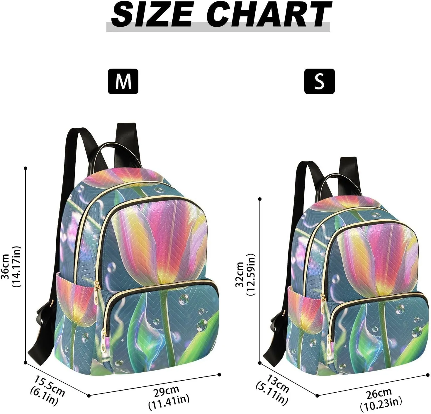 Mini Backpack Quilted Purse for Womens Small Backpack Daypack Tulips Pattern for Travel Daily Office,Multi2