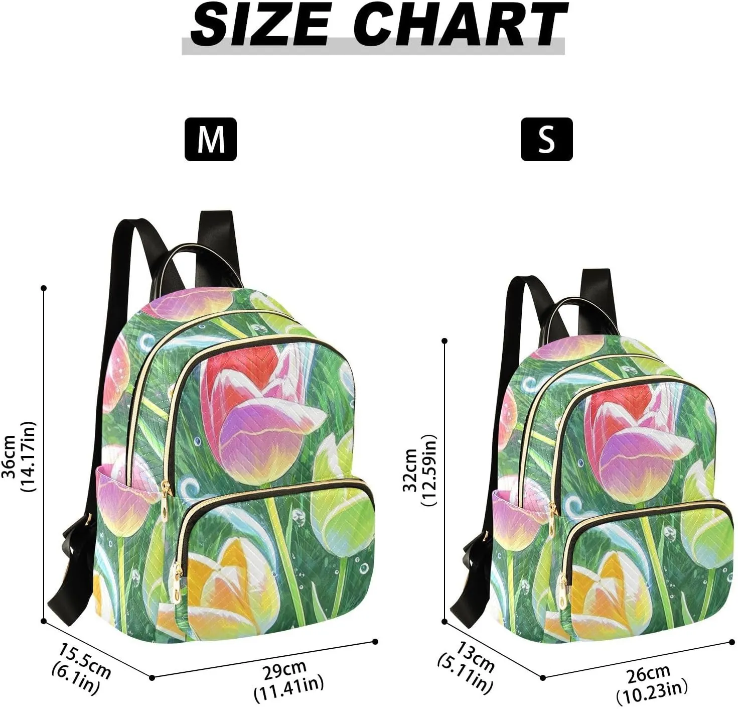 Mini Backpack Quilted Purse for Womens Small Backpack Daypack Tulips Pattern for Travel Daily Work,Multi11