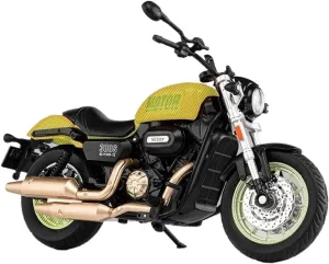 Mini Simulation Motorcycle Toys 1:12 Scale for Caddy Flash 300 Replica Alloy Cruiser Motorcycle ModelSound Light Collection Adult for Boys(Green)