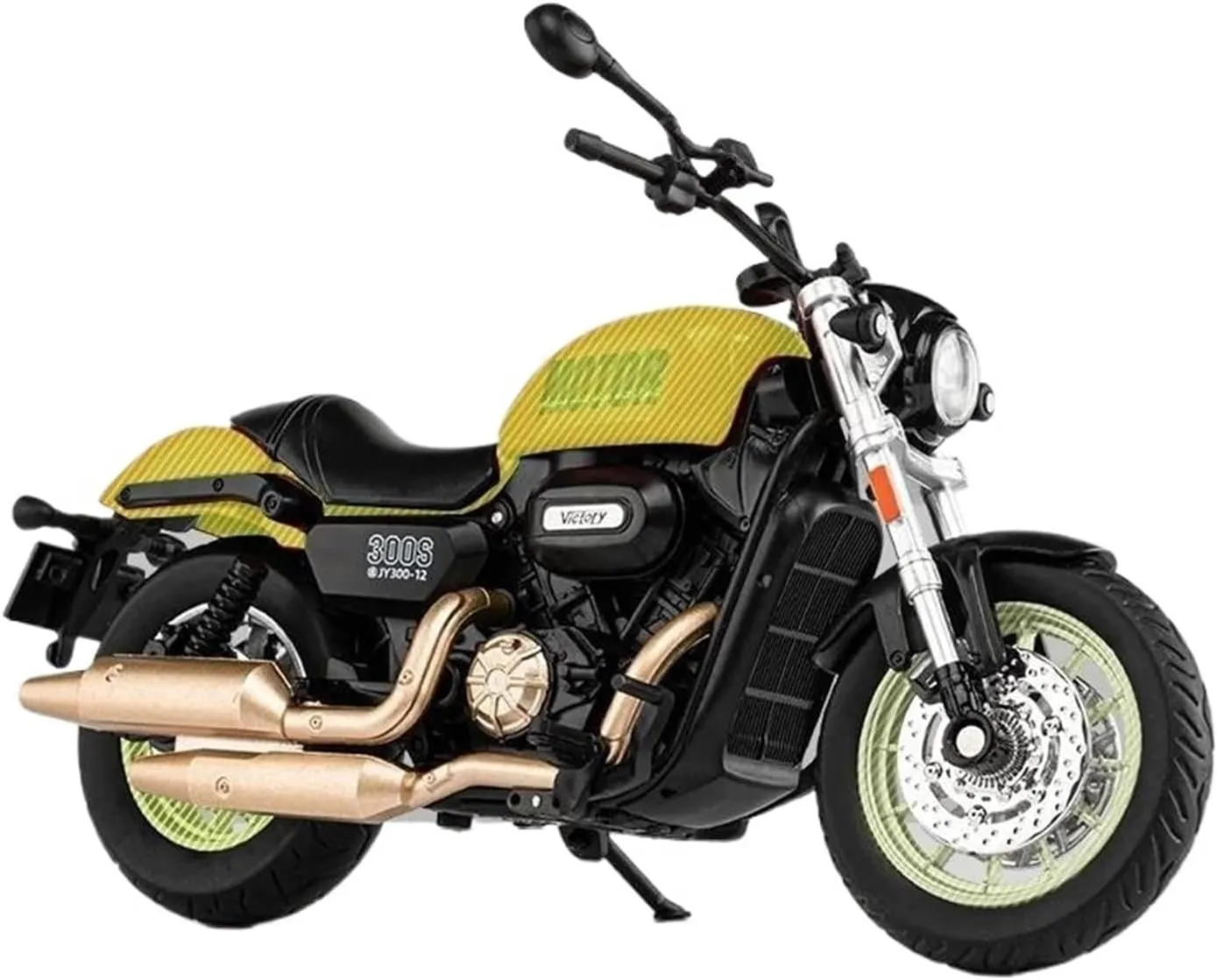 Mini Simulation Motorcycle Toys 1:12 Scale for Caddy Flash 300 Replica Alloy Cruiser Motorcycle ModelSound Light Collection Adult for Boys(Green)