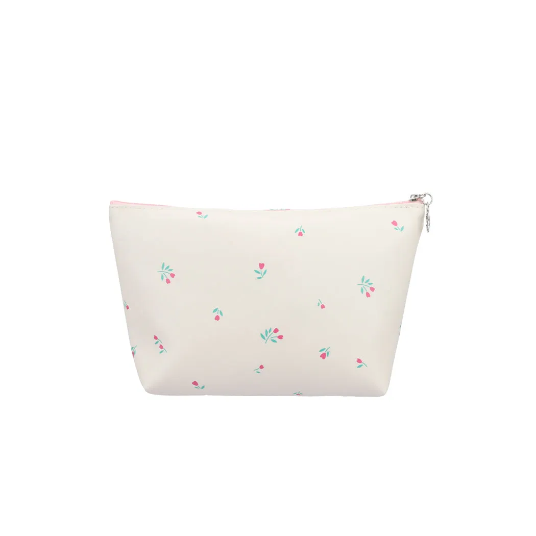 MINISO Tulip Garden Collection Trapezoid Cosmetic Bag(Light Apricot)