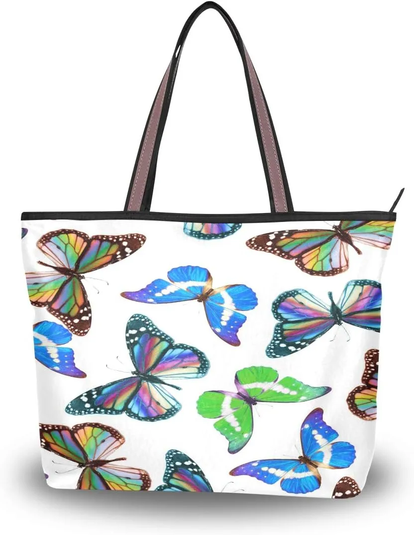 MNSRUU Ladies Tote Bags Polyester Zippered Tote Shoulder Bag Pattern Purses and Handbags