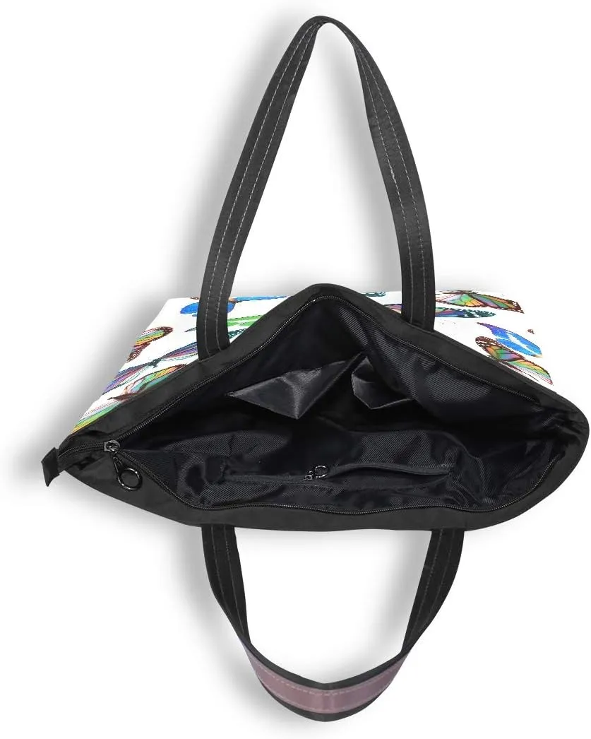 MNSRUU Ladies Tote Bags Polyester Zippered Tote Shoulder Bag Pattern Purses and Handbags