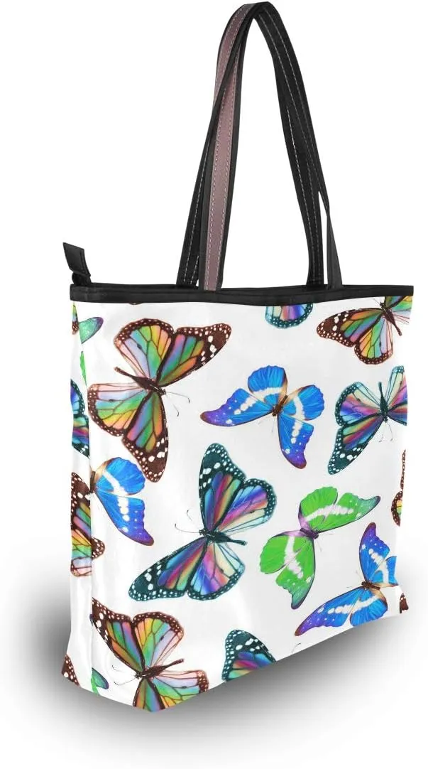 MNSRUU Ladies Tote Bags Polyester Zippered Tote Shoulder Bag Pattern Purses and Handbags