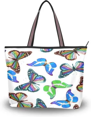 MNSRUU Ladies Tote Bags Polyester Zippered Tote Shoulder Bag Pattern Purses and Handbags