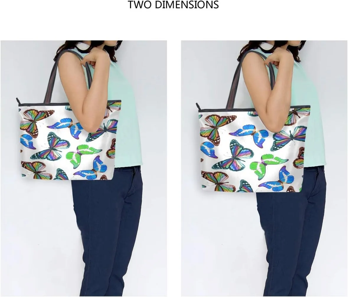 MNSRUU Ladies Tote Bags Polyester Zippered Tote Shoulder Bag Pattern Purses and Handbags