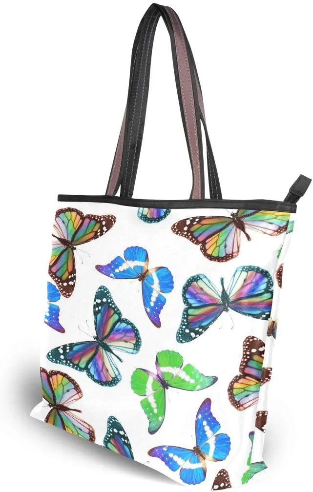 MNSRUU Ladies Tote Bags Polyester Zippered Tote Shoulder Bag Pattern Purses and Handbags