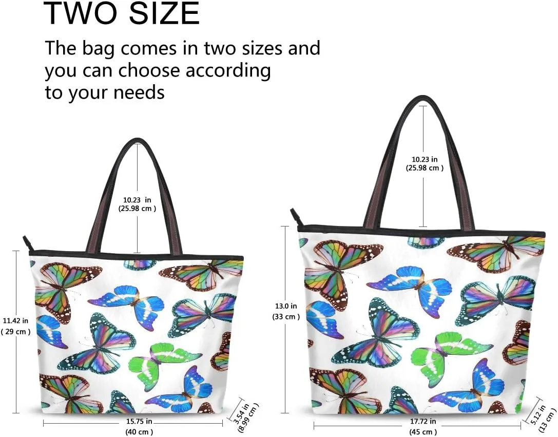 MNSRUU Ladies Tote Bags Polyester Zippered Tote Shoulder Bag Pattern Purses and Handbags