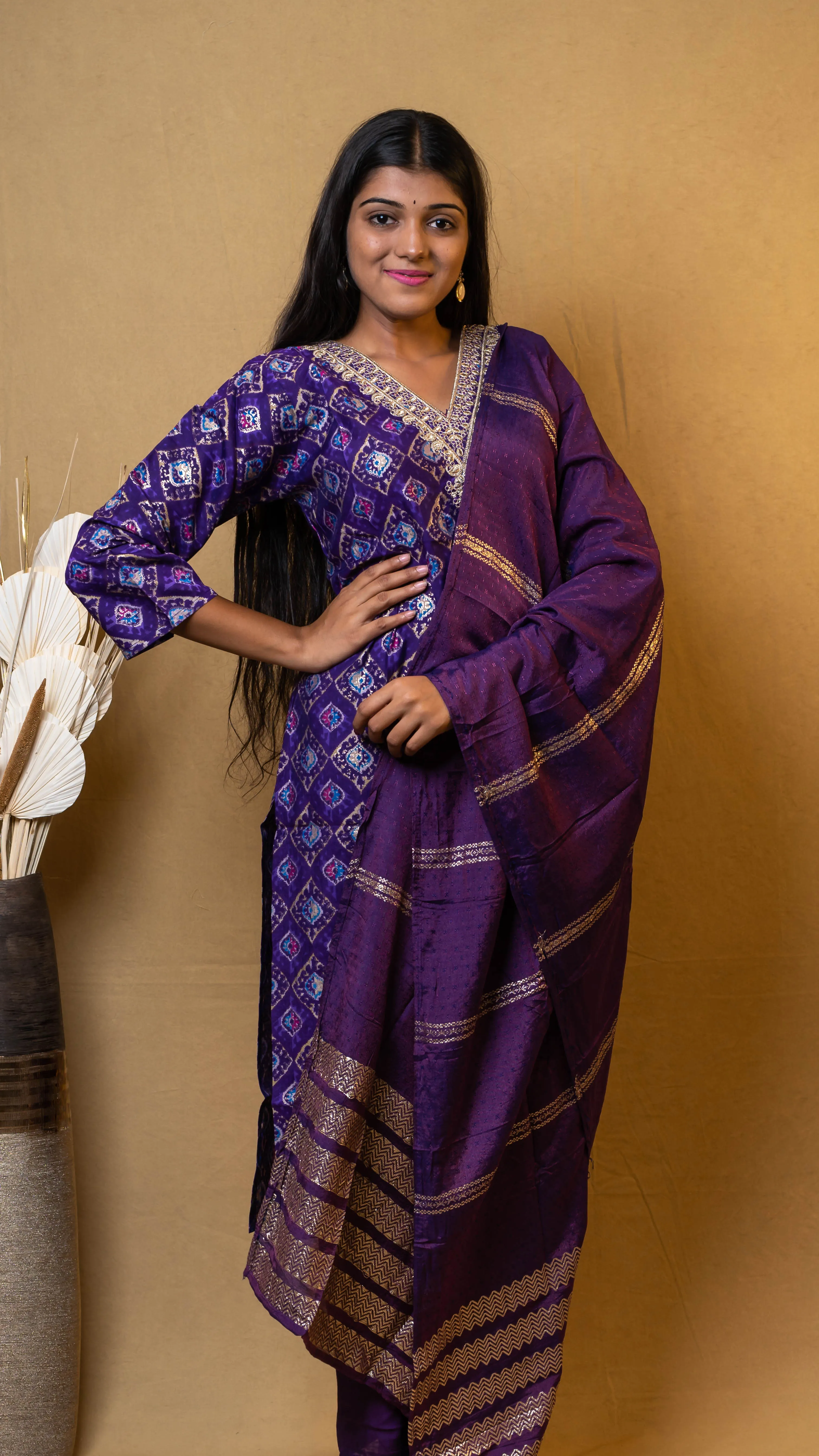 Modal Silk Kurti Set