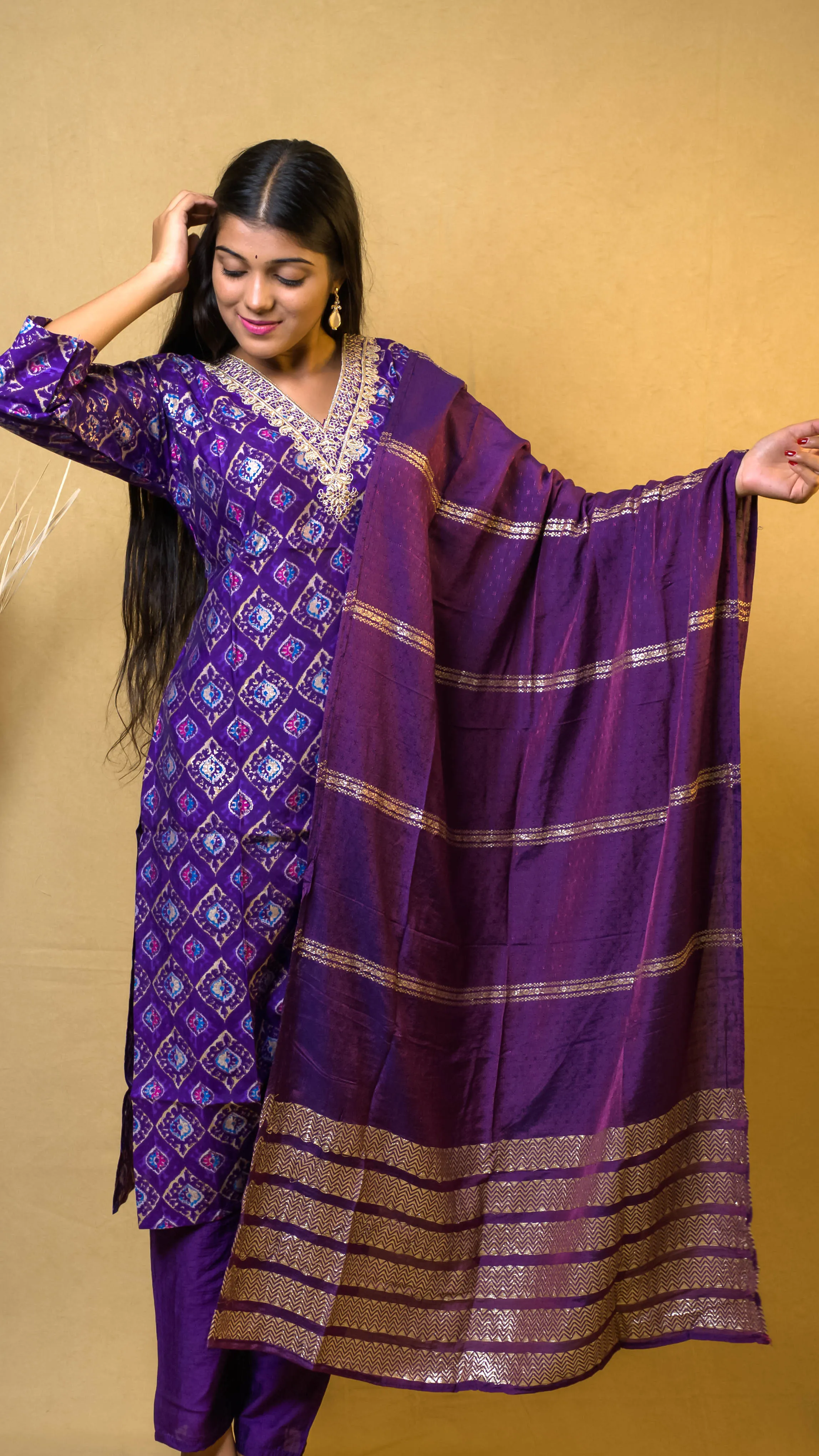 Modal Silk Kurti Set