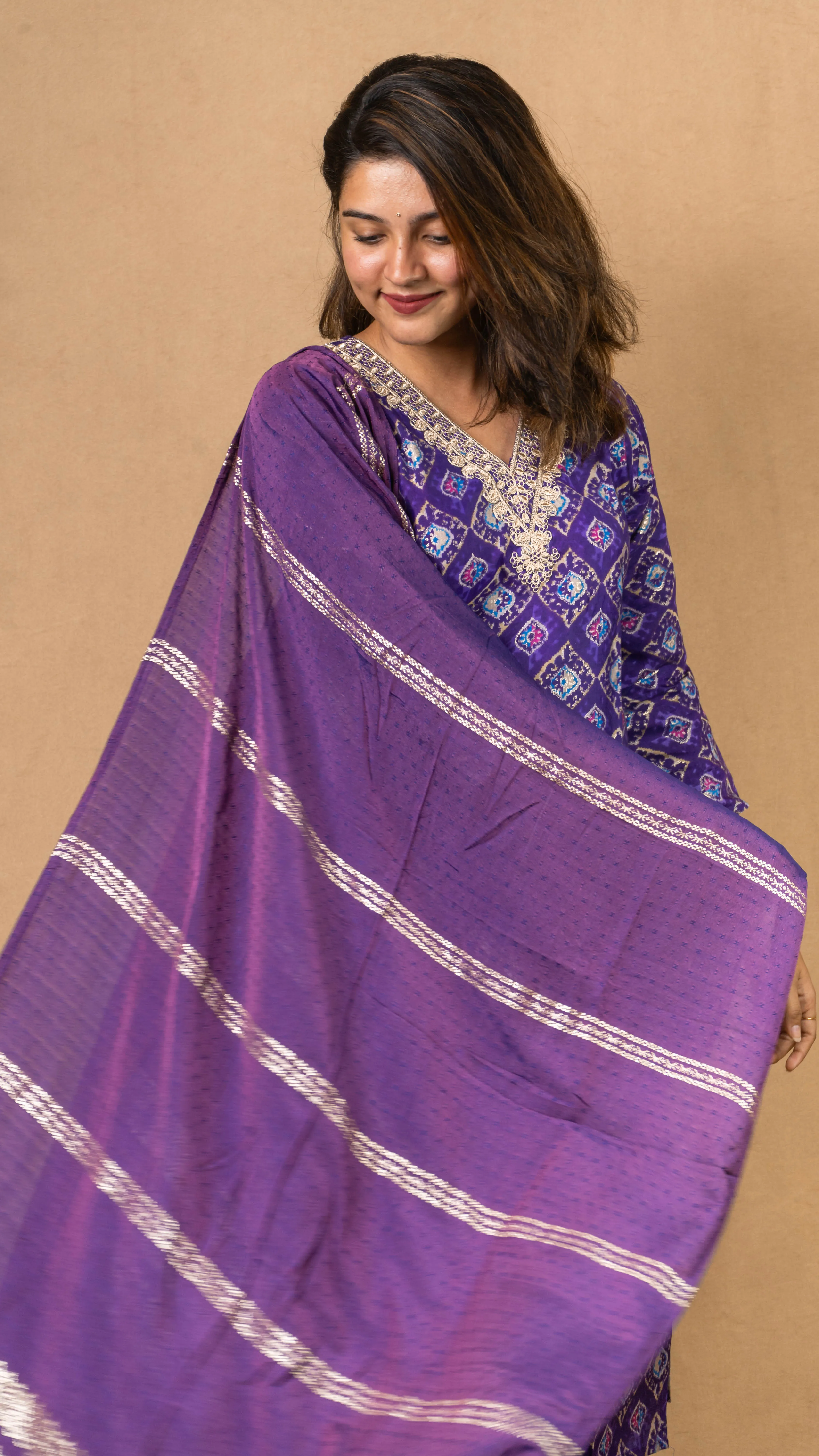 Modal Silk Kurti Set