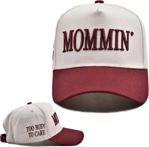 Mommin Trucker Hat for Women Embroidered Mom Baseball Cap Adjustable Canvas Vintage Hat for Casual Wear