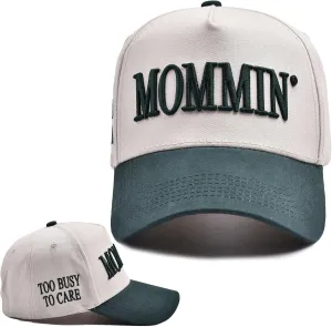 Mommin Trucker Hat for Women Embroidered Mom Baseball Cap Adjustable Canvas Vintage Hat for Casual Wear