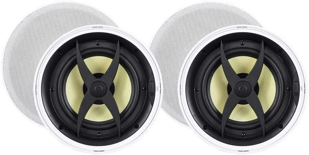 Monoprice 2 Way in-Ceiling Speakers - 8 Inch (Pair) with Aramid Fiber and Titanium Silk Drivers - Caliber Slim Series