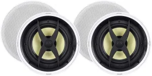 Monoprice 2 Way in-Ceiling Speakers - 8 Inch (Pair) with Aramid Fiber and Titanium Silk Drivers - Caliber Slim Series