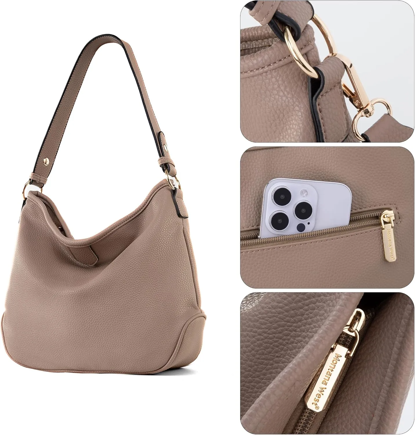 Montana West Medium Hobo Bags for Women Purses and Handbags Classic Top Handle Shoulder Satchel Bags