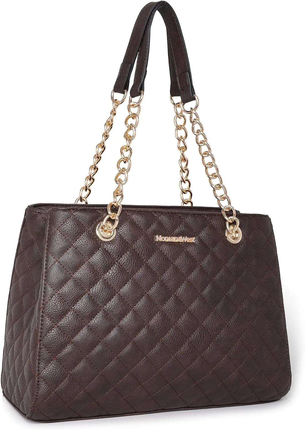Montana West MEDIUM Tote Bag for Women Quilted Chain Handbags Shoulder Purse