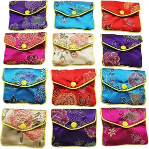 MorTime Jewellery Jewelry Silk Purse Pouch Gift Bags, Multiple Colors, Pack of 12 (Large,4"x4.7")