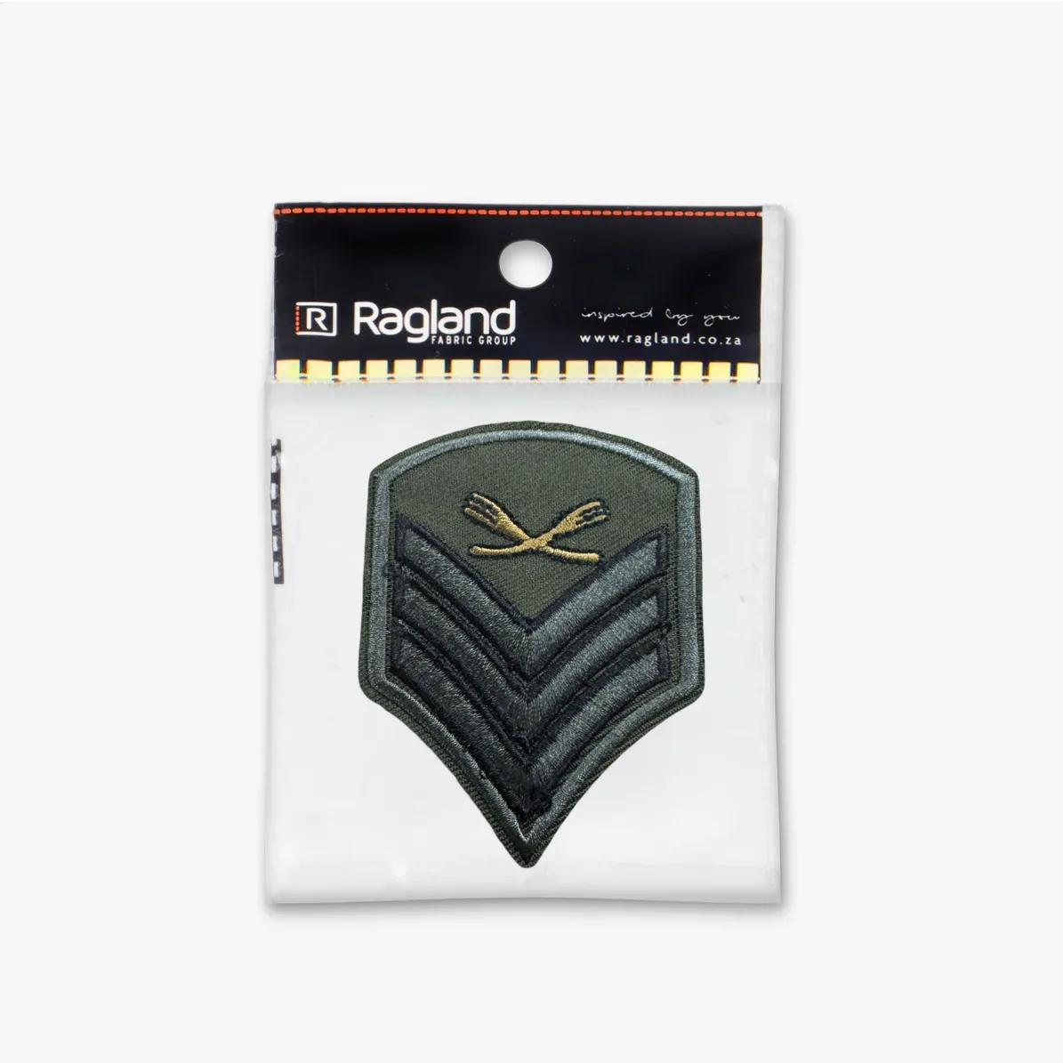 Motif Iron On Badge - ARMY CHEVRON GREY