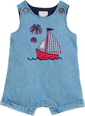 Mud Pie Unisex Baby Baby Boy Sailboat Denim Jon Jon;