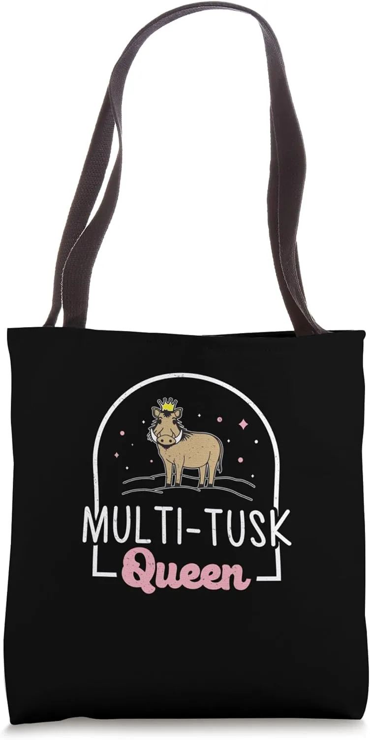 Multitusk Queen Funny Wild Swine Hunters Warthog Enthusiasts Tote Bag