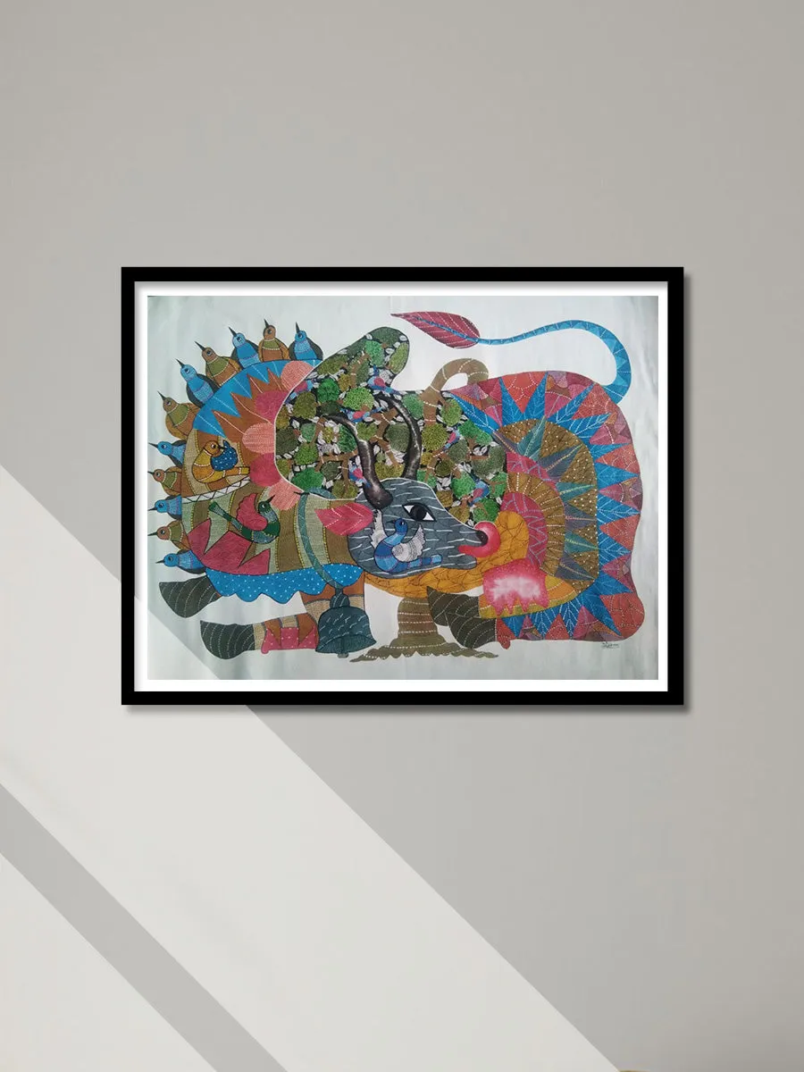 Nandi ji in Gond by Sukhiram Maravi