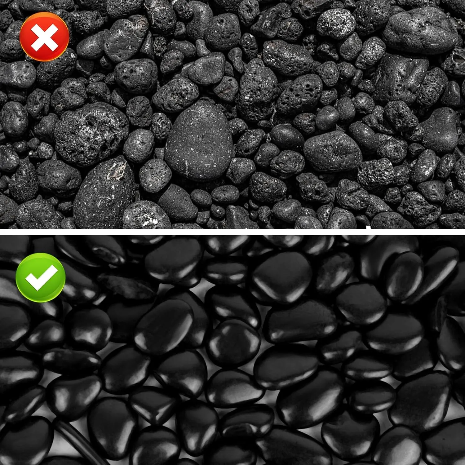Natural Black River Rocks, 2-3 Inch High Polished Decorative Stones for Landscaping, Plants, Vases, Aquariums, Fish Tank - 2 LB