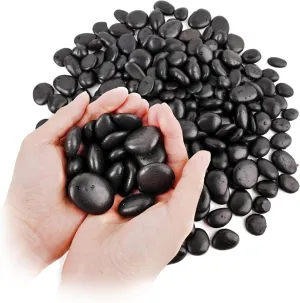 Natural Black River Rocks, 2-3 Inch High Polished Decorative Stones for Landscaping, Plants, Vases, Aquariums, Fish Tank - 2 LB