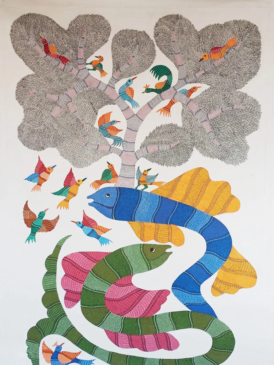 Nature in Gond art by Kailash Pradhan