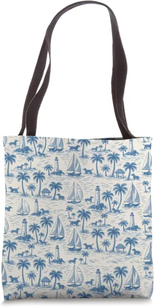 Nautical Doxie Pattern for Dog Lovers and Beach Vibes Tote Bag