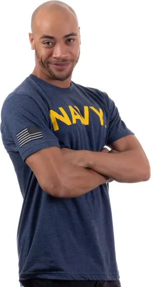 Navy Chest Print & U.S. Military Sleeve Flag | Naval Veteran Sailor Style Shirt