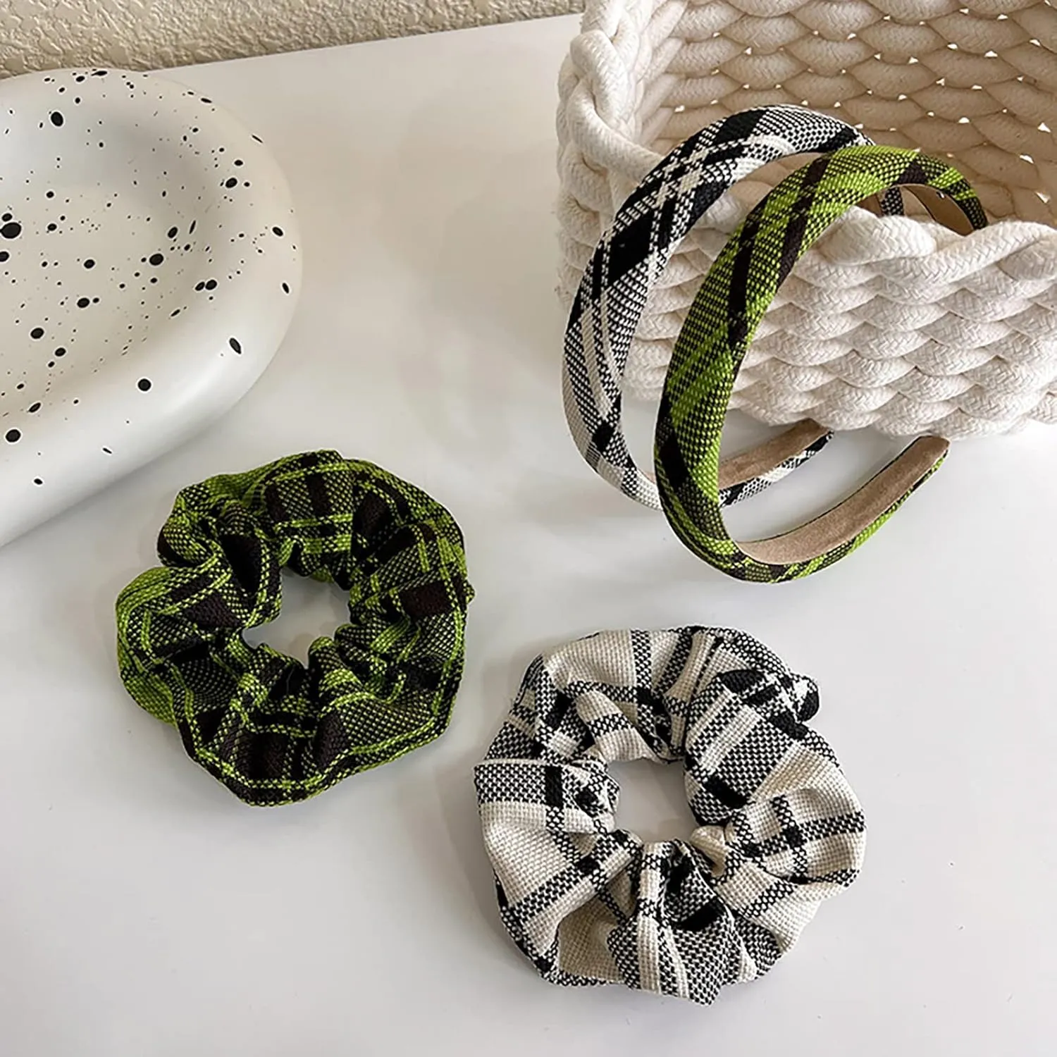 NCDUANSAN Retro small silk scarf girl heart spring and summer narrow ribbon headband headband bag long scarf headdress
