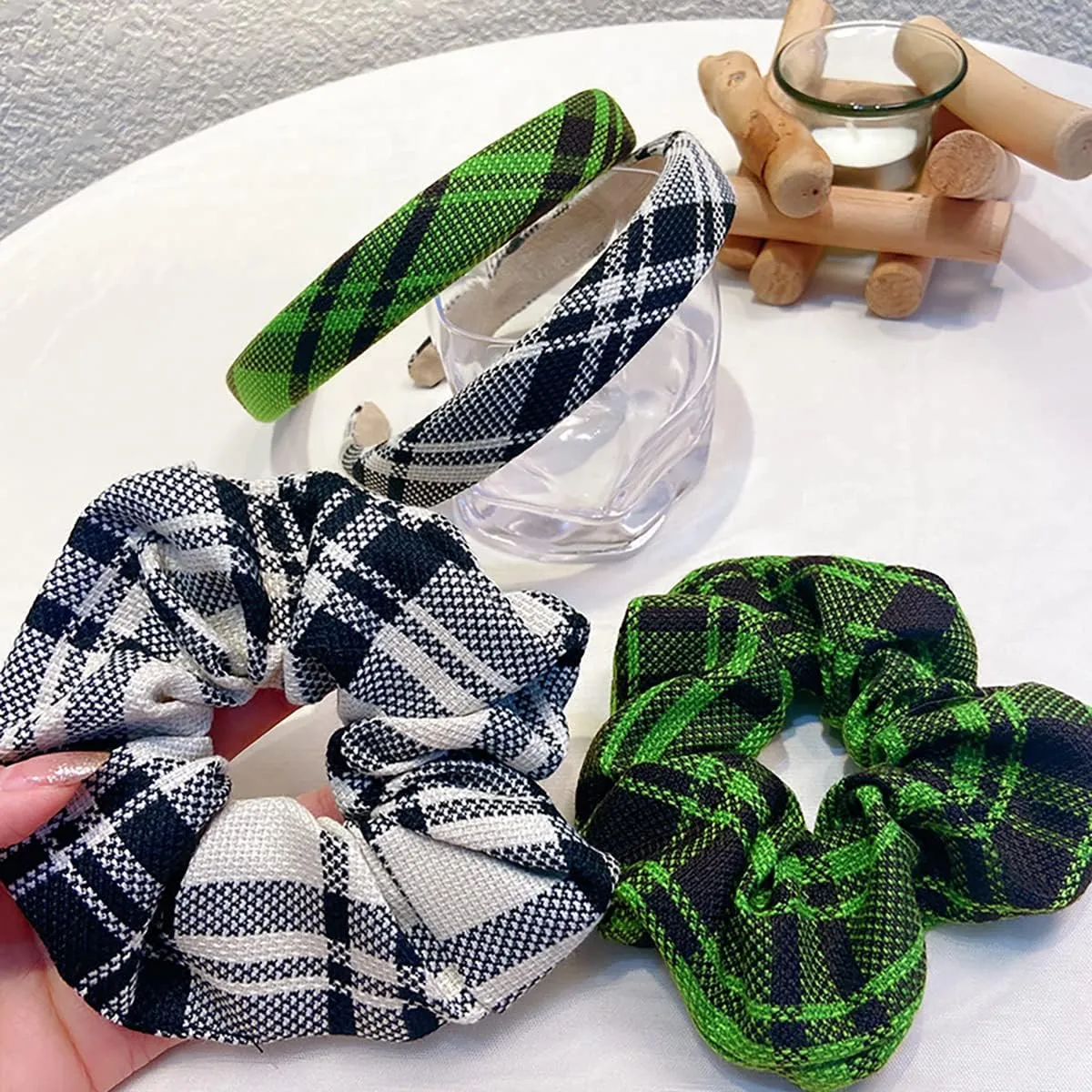 NCDUANSAN Retro small silk scarf girl heart spring and summer narrow ribbon headband headband bag long scarf headdress