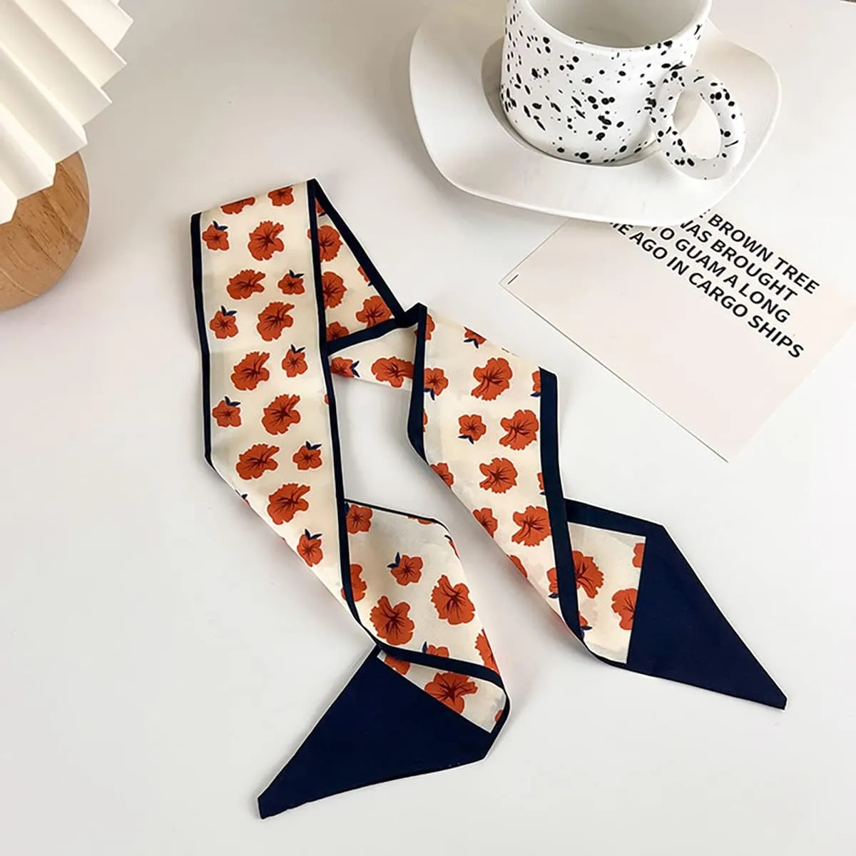 NCDUANSAN Retro small silk scarf girl heart spring and summer narrow ribbon headband headband bag long scarf headdress