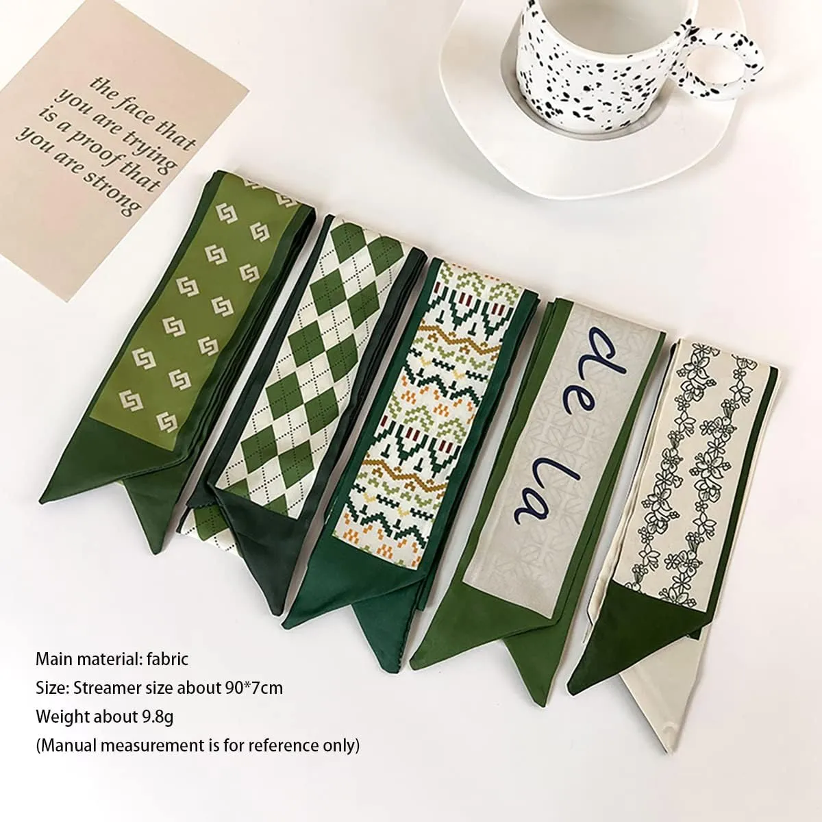 NCDUANSAN Retro small silk scarf girl heart spring and summer narrow ribbon headband headband bag long scarf headdress
