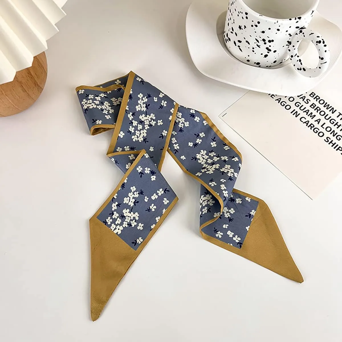 NCDUANSAN Retro small silk scarf girl heart spring and summer narrow ribbon headband headband bag long scarf headdress