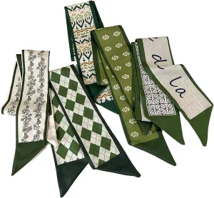 NCDUANSAN Retro small silk scarf girl heart spring and summer narrow ribbon headband headband bag long scarf headdress