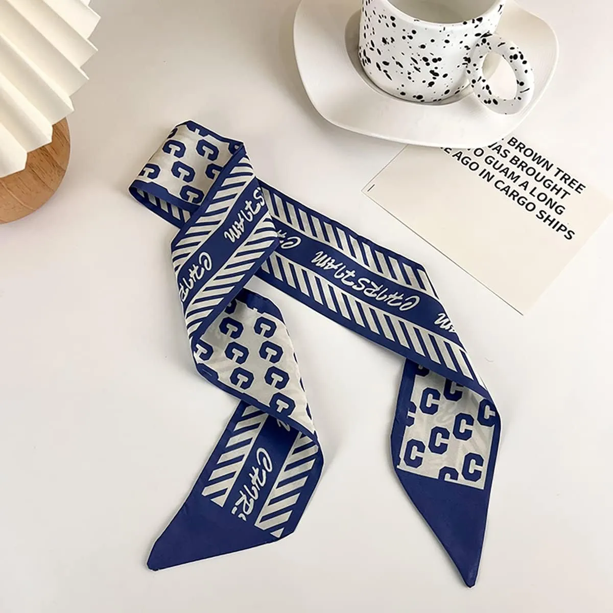 NCDUANSAN Retro small silk scarf girl heart spring and summer narrow ribbon headband headband bag long scarf headdress